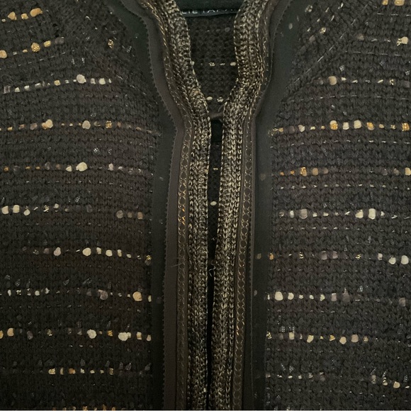 Elie Tahari Wool Blend Marled Knit Detailed Long Cardigan - Picture 5 of 10